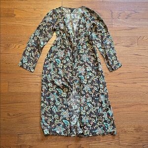 100% silk moda international open robe dress